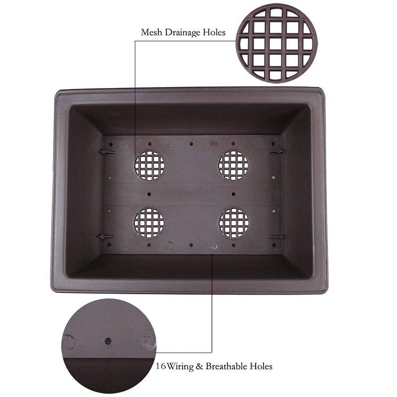 MUZHI 3PCS Large Rectangular Bonsai Tree Pots Planters with Tray 11" - Image 3
